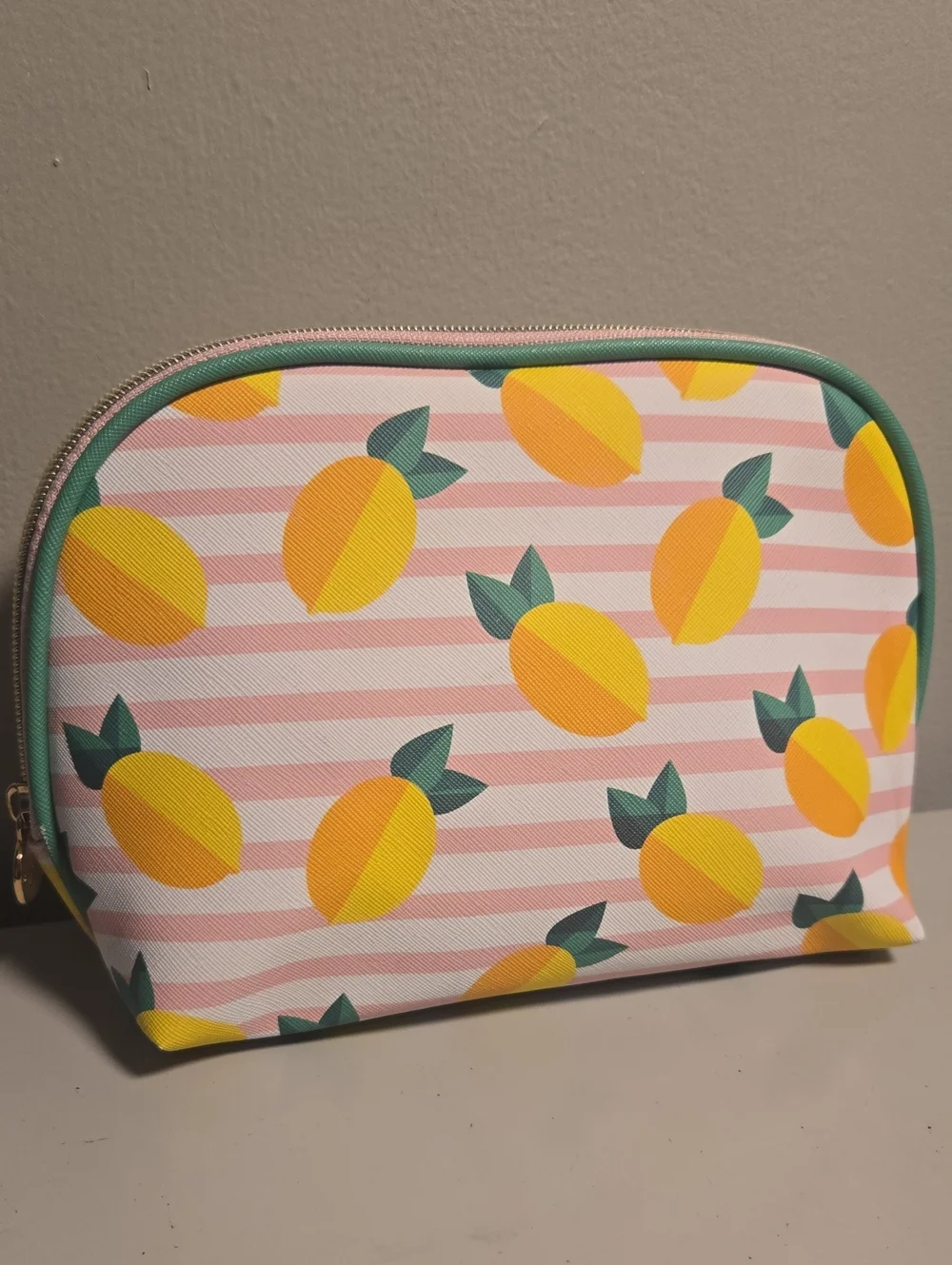 Dabney Lee Pink Stripe Lemon Cosmetic Pouch